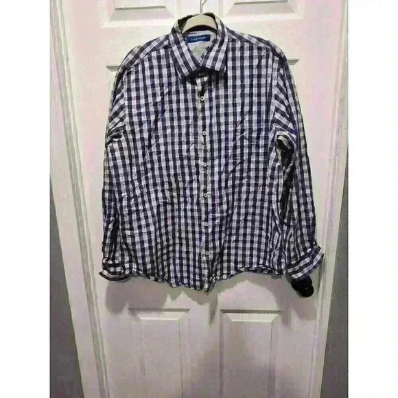 Tommy Bahama Mens Plaid Silk Blend Shirt Long Sleeve Button Up Sz Large EUC‎ - Picture 1 of 9